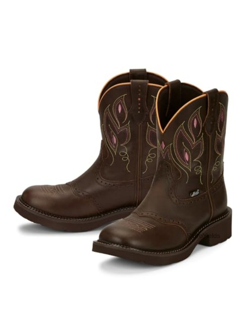 Justin Gemma 8" Leather Western Cowboy Boots Round Toe Mid-Calf
